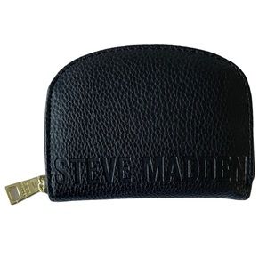Steve Madden Zip Around Change and ID Wallet Black NWOT